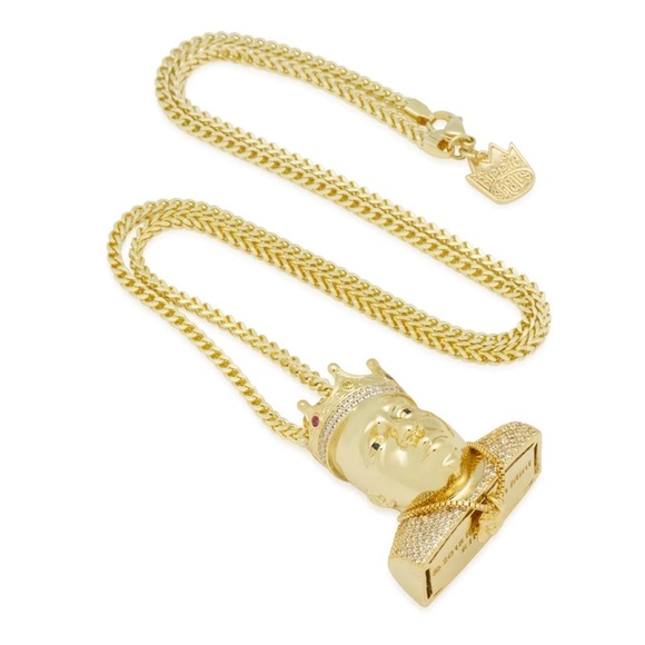 14K Gold plated King Ice Biggie Smalls Chain - Notorious B.I.G. Bling Necklace - Picture 3 of 10
